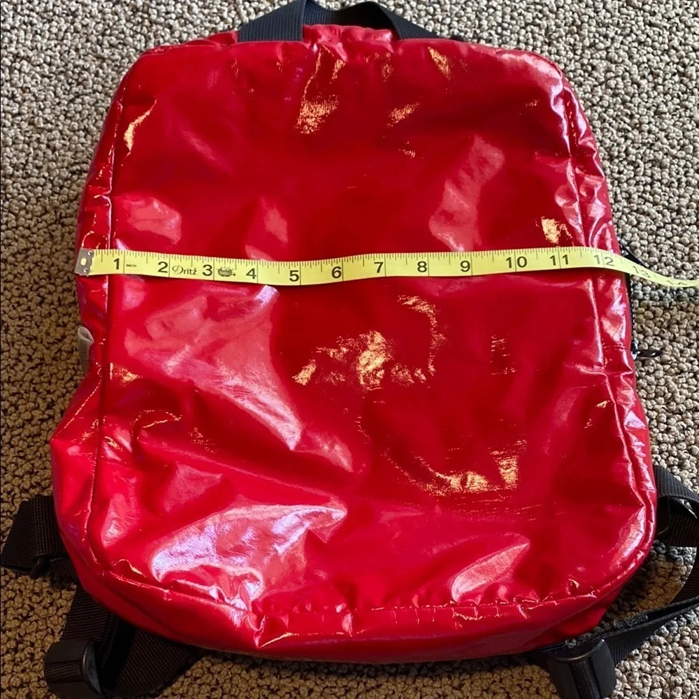 Candy Apple Red Glossy Backpack with Reflective Finish